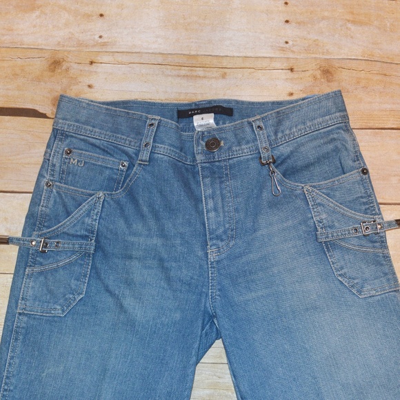 MARC JACOBS Medium Wash Ankle Zip Cropped Carpenter Jeans Size 6 - Picture 3 of 8